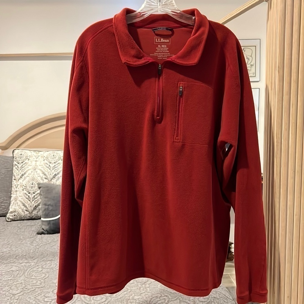 L.L.Bean Mens Maroon Fleece 1/4 Zip Pull Over Size XL